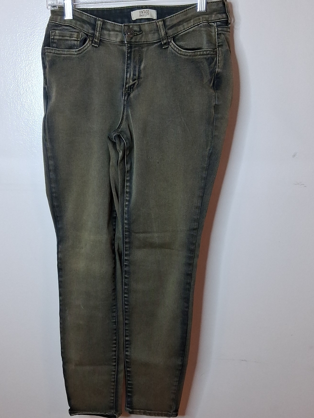Vintage America Women's 8R/29 Olive Green Skinny Jeans. Athleisure, Fun
